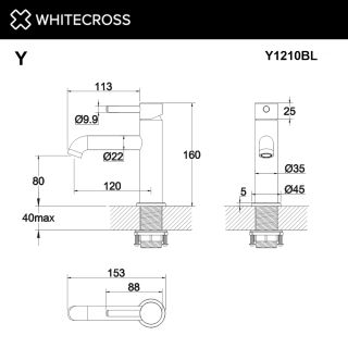 Смеситель для раковины WHITECROSS Y Y1210BL чёрный матовый